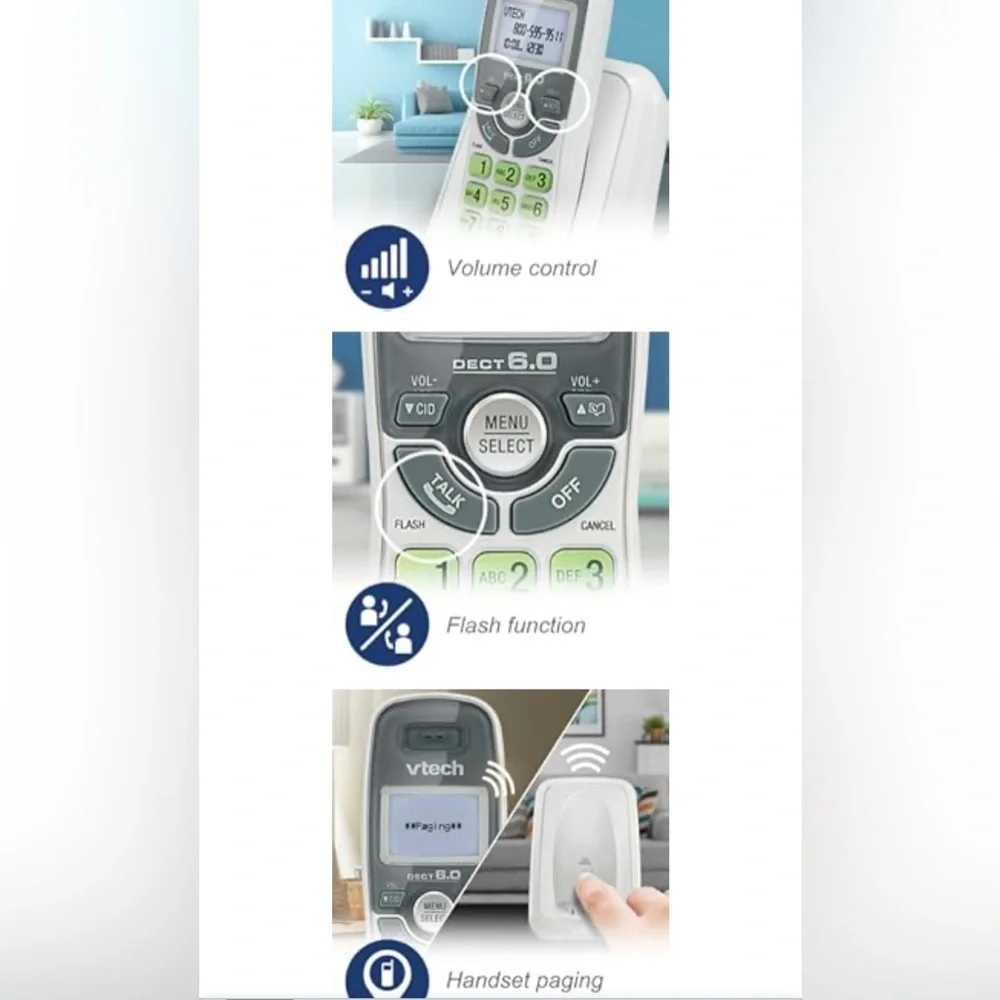 V tech 6.0 Cordless Phone  With caller‎ ID & Call Waiting  Light up display